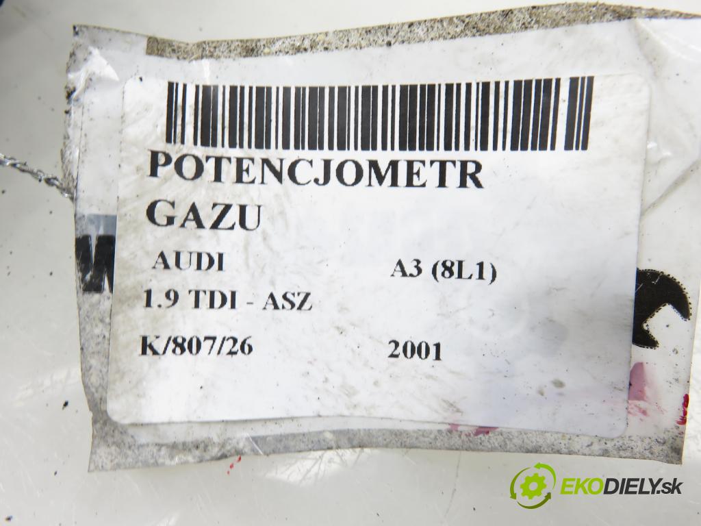 AUDI A3 (8L1) HB 2001 96,00 1.9 TDI PD 130 - ASZ 1896,00 potenciometr plynového pedálu 6PV00777001 ; 1J1721503H (Potenciometr plynového pedálu)