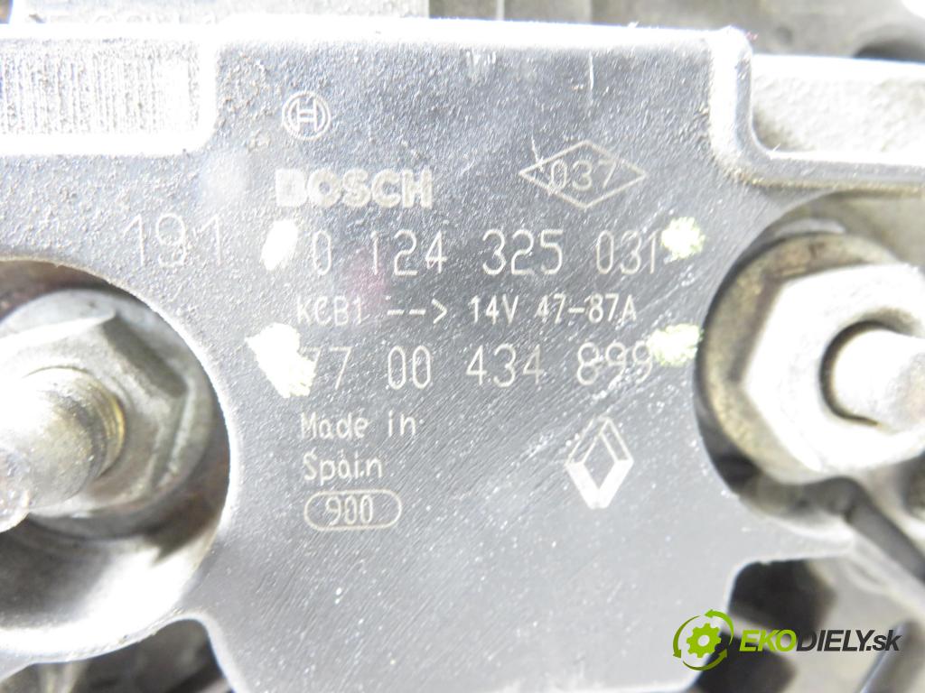 RENAULT SCENIC I (JA0/1_) MINIVAN 2001 79,00 1.6 - K4M 706 1598,00 Alternátor 0124325031 ; 77000434899 (Alternátor)