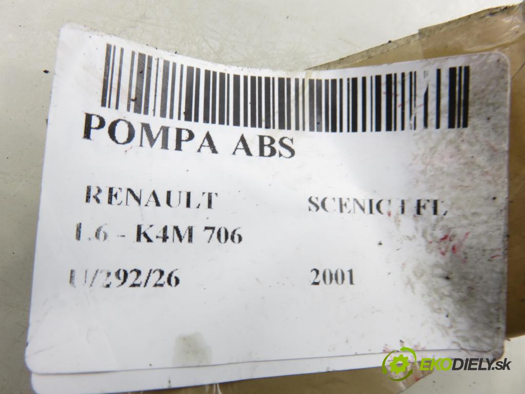 RENAULT SCENIC I (JA0/1_) MINIVAN 2001 79,00 1.6 - K4M 706 1598,00 pumpa ABS 0265950046 ; 0265226107 ; 8200090690 (Pumpa ABS)