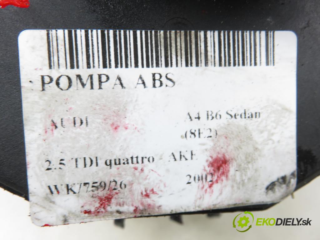 AUDI A4 (8E2, B6) SEDAN 2002 132,00 2.5 TDI quattro - AKE 2496,00 Pumpa ABS 0265950011 ; 0265225048 ; 8E0614517 (Pumpa ABS)