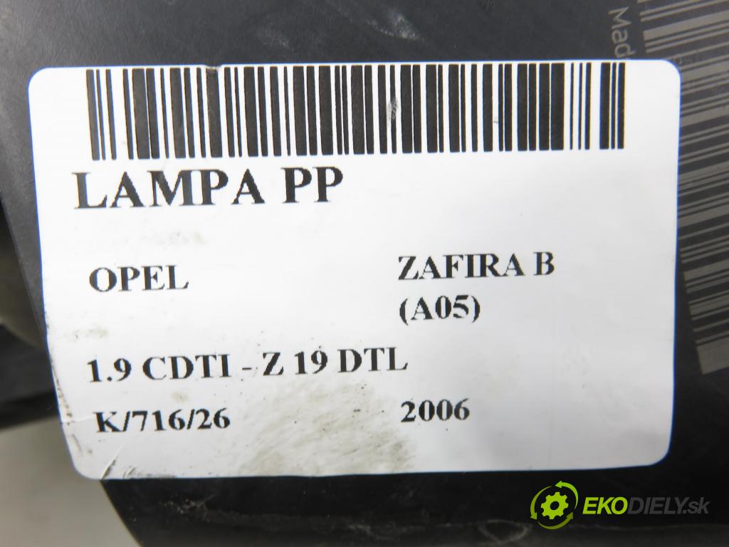 OPEL ZAFIRA B (A05) MINIVAN 2006 74,00 1.9 CDTI - Z 19 DTL 1910,00 světlo PP 13252473