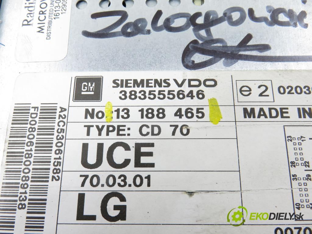 OPEL ASTRA H Kombi (A04) KOMBI 2006 77,00 1.6 - Z 16 XE1 1598,00 RADIO 13188465 ; 383555646