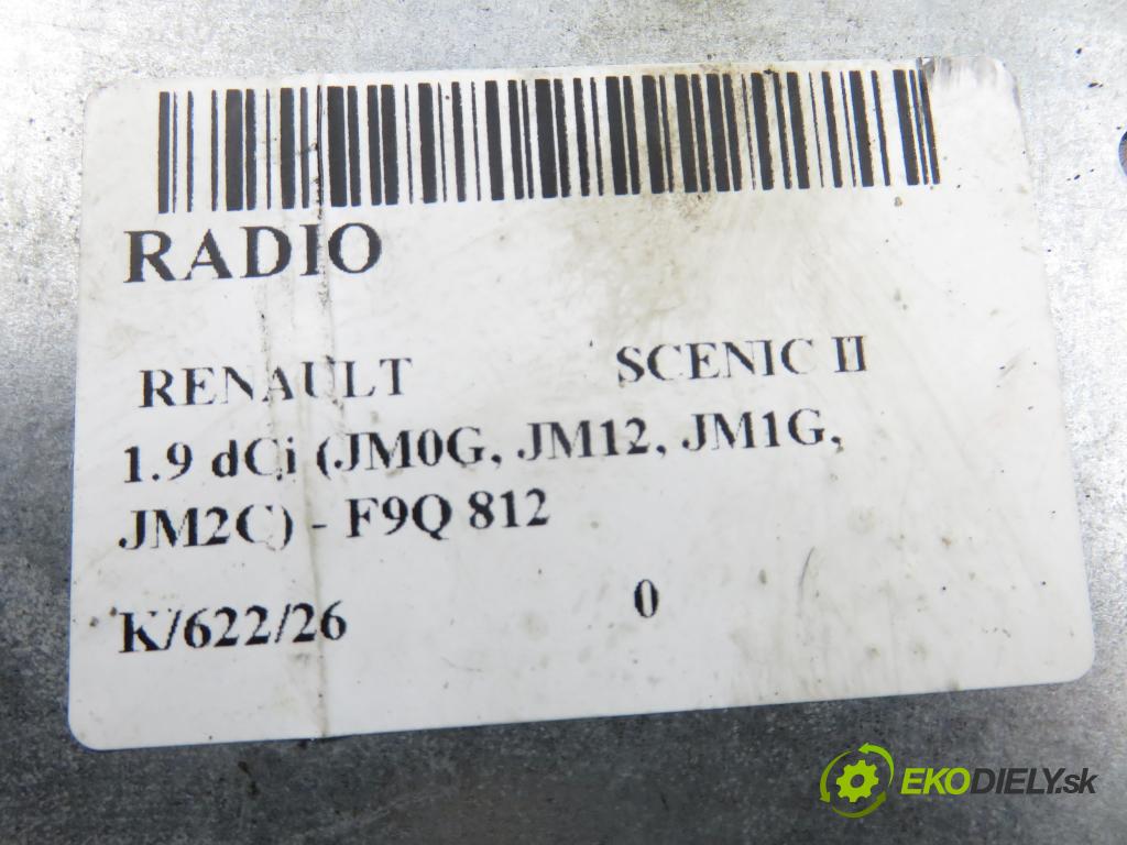 RENAULT SCENIC II (JM0/1_) MINIVAN 2003 88,00 1.9 dCi 120 - F9Q 812 1870,00 RADIO CD 8200300858