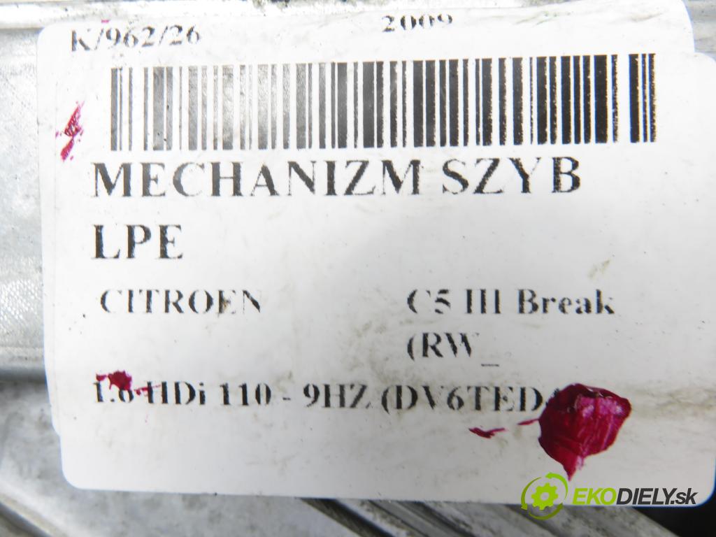 CITROEN C5 III Break (RW_) KOMBI 2009 80,00 1.6 HDi 110 - 9HZ (DV6TED4) 1560,00 Mechanizmus okien 128000781 ; 130822444