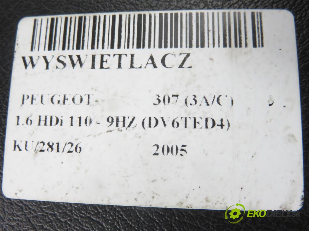 PEUGEOT 307 (3A/C) HB 2005 80,00 1.6 HDi 110 - 9HZ (DV6TED4) 1560,00 ZOBRAZIT: 9657882980