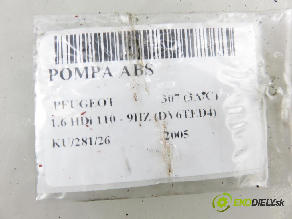 PEUGEOT 307 (3A/C) HB 2005 80,00 1.6 HDi 110 - 9HZ (DV6TED4) 1560,00 pumpa ABS 9660535780 ; 0265950374 ; 9649988180 (Pumpa ABS)