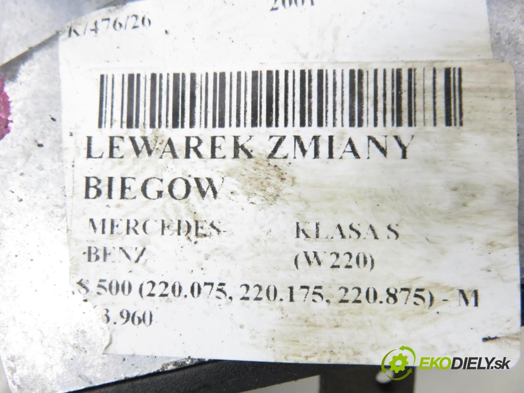 MERCEDES-BENZ KLASA S (W220) SEDAN 2001 0,00 S 500 (220.075, 220.175, 220.875) - M 113.960 4966,00 ZVEDÁK: 2202670924