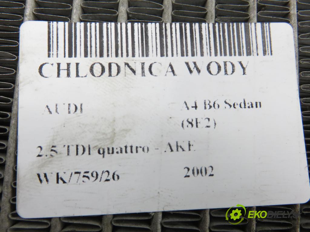 AUDI A4 (8E2, B6) SEDAN 2002 132,00 2.5 TDI V6 180 quattro - AKE 2496,00 chladič vody