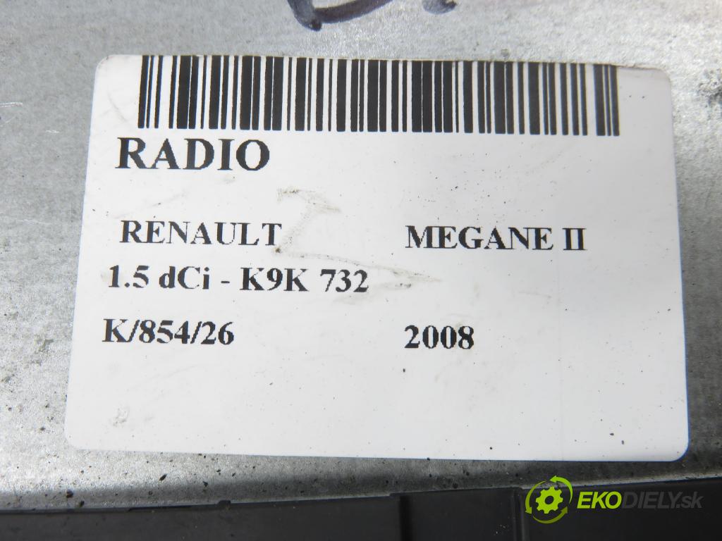 RENAULT MEGANE II (BM0/1_, CM0/1_) HB 2008 78,00 1.5 dCi 106 - K9K 732 1461,00 RADIO CD 8200607918C