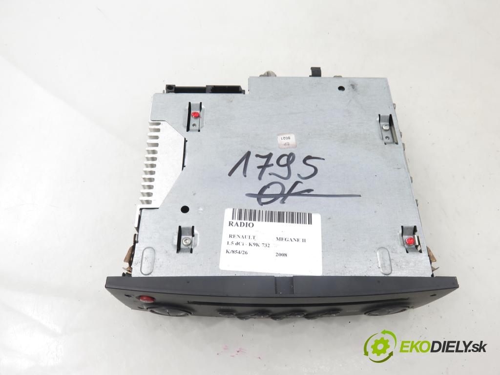 RENAULT MEGANE II (BM0/1_, CM0/1_) HB 2008 78,00 1.5 dCi 106 - K9K 732 1461,00 RADIO CD 8200607918C