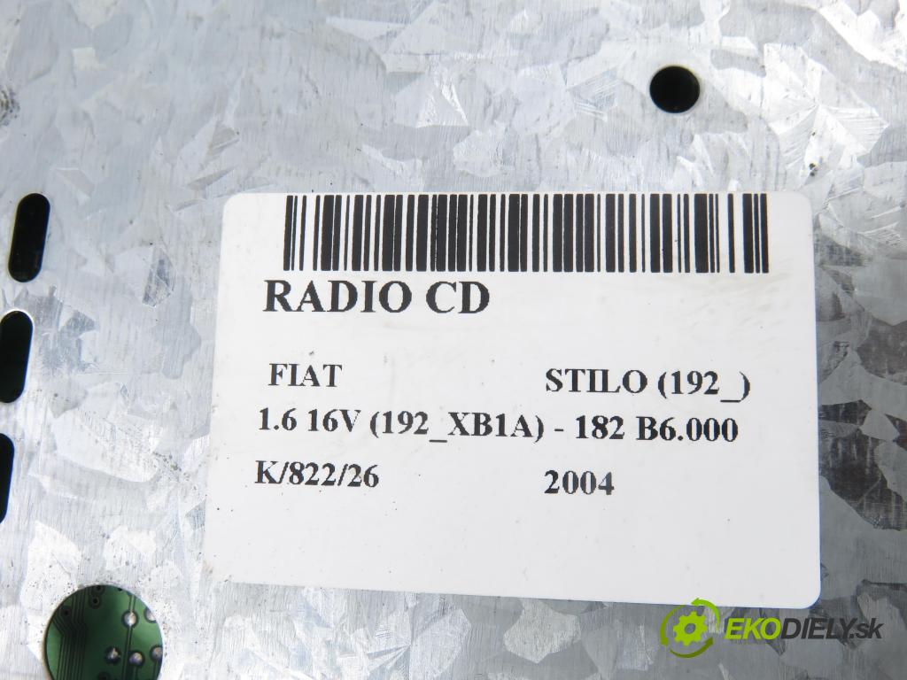 FIAT STILO (192_) HB 2004 76,00 1.6 16V (192_XB1A) - 182 B6.000 1596,00 RADIO CD 735374218 ; 2FCF18C828JA