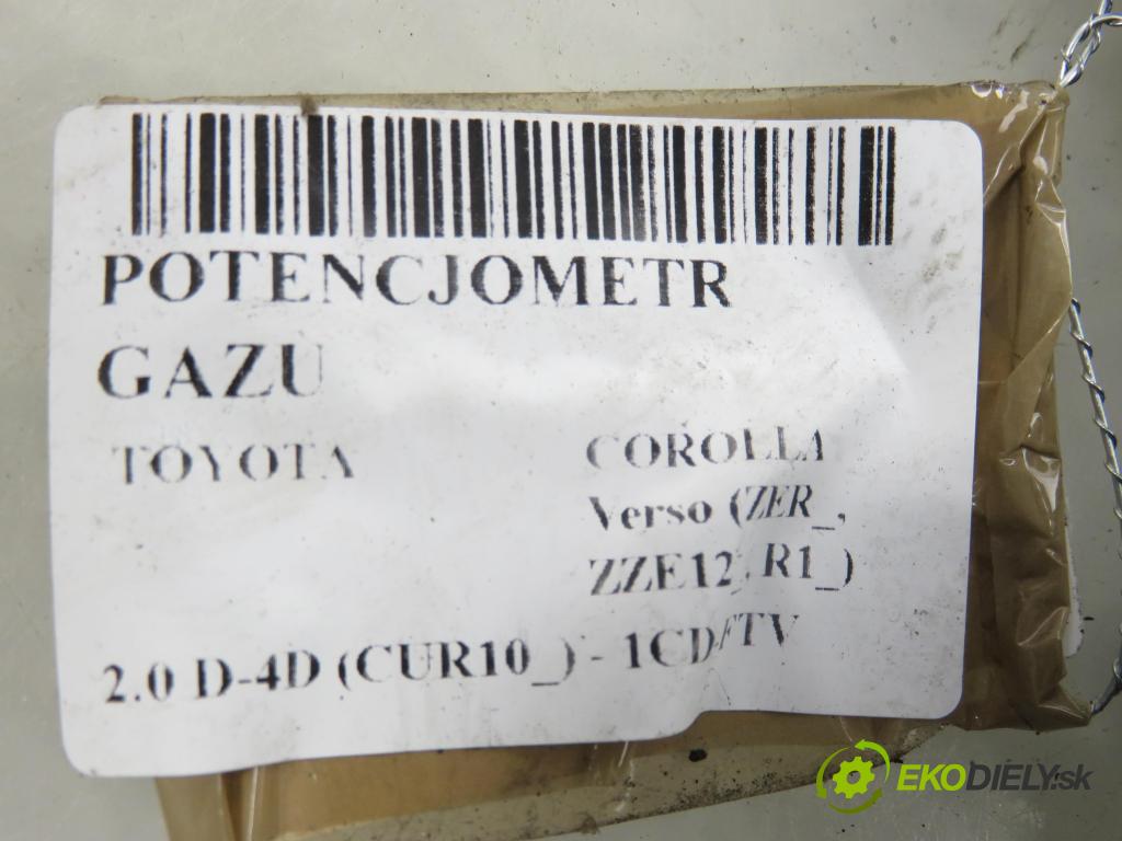 TOYOTA COROLLA Verso (ZER_, ZZE12_, R1_) MINIVAN 2005 85,00 2.0 D-4D (CUR10_) - 1CD-FTV 1995,00 potenciometr plynového pedálu 8928152021 ; 1983003041 (Potenciometr plynového pedálu)