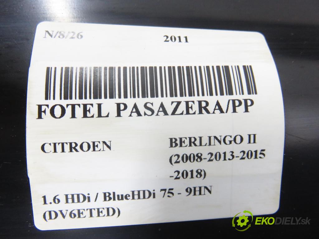 CITROEN BERLINGO Nadwozie pełne/minivan (B9) FURGON 2011 55,00 1.6 HDi / BlueHDi 75 - 9HN (DV6ETED) 1560,00 Sedadlo CESTUJÚCI/PP