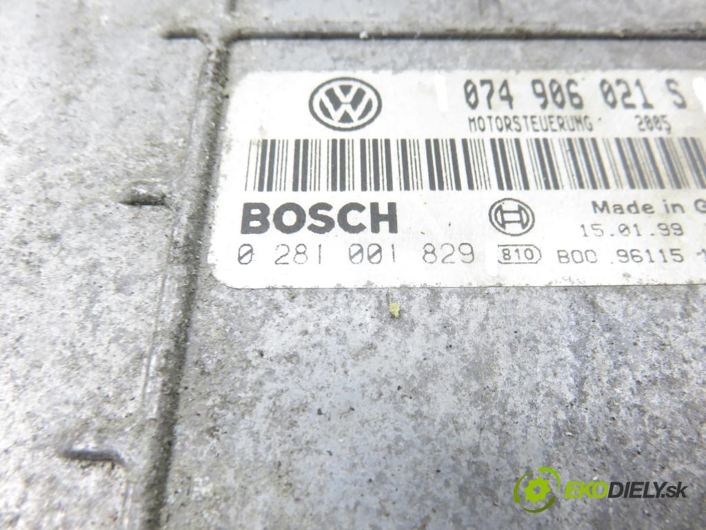 VW TRANSPORTER IV Skrzynia (70XA) FURGON 2001 65,00 2.5 TDI - AJT 2461,00 Riadiaca jednotka Motor 0281001829 ; 074906021S