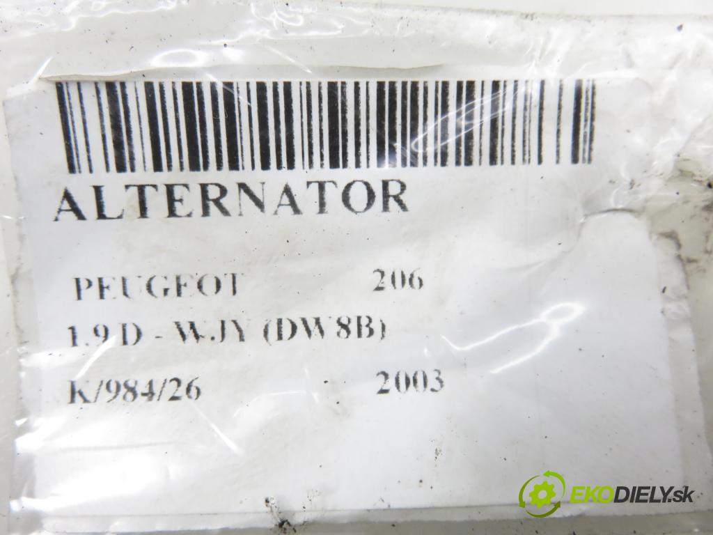 PEUGEOT 206 liftback (2A/C) HB 2003 51,00 1.9 D - WJY (DW8B) 1868,00 Alternátor 9642879980 (Alternátor)