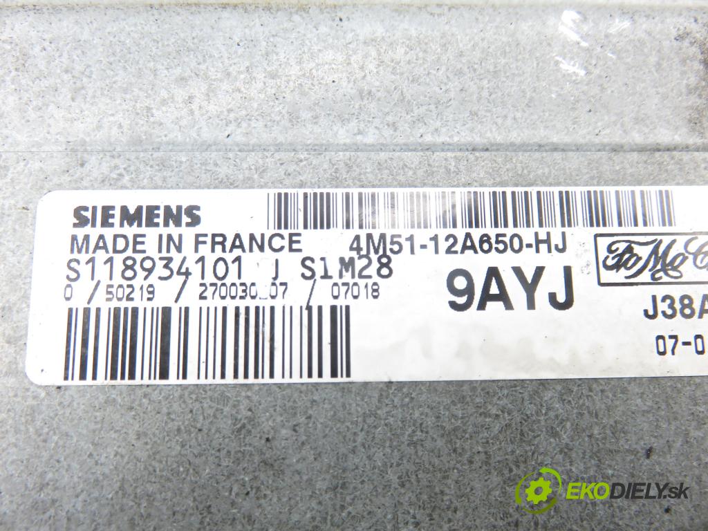 FORD FOCUS C-MAX (DM2) MINIVAN 2007 74,00 1.6 - HWDA 1596,00 řídící jednotka motora 4M5112A650HJ ; S118934101