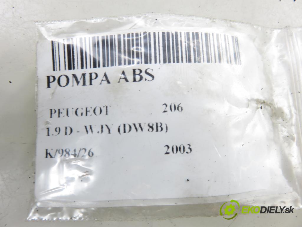 PEUGEOT 206 liftback (2A/C) HB 2003 51,00 1.9 D - WJY (DW8B) 1868,00 pumpa ABS 10097011053 ; 5WK84105 ; 9641871180 (Pumpa ABS)