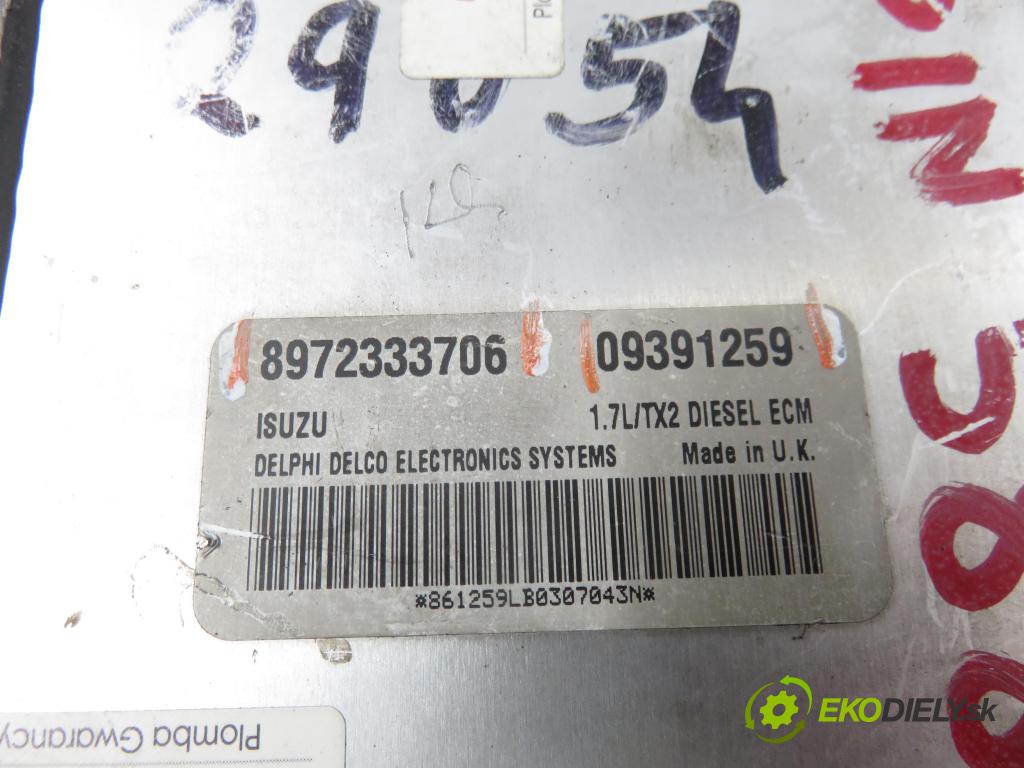 OPEL CORSA C (X01) HB 2001 48,00 1.7 DI - Y 17 DTL 1686,00 řídící jednotka motora 8972333706 ; 09391259