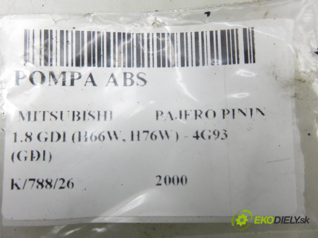 MITSUBISHI PAJERO PININ (H6_W, H7_W) TERENOWY 2000 88,00 1.8 GDI (H66W, H76W) - 4G93 (GDI) 1834,00 pumpa ABS 844402670 (Pumpa ABS)