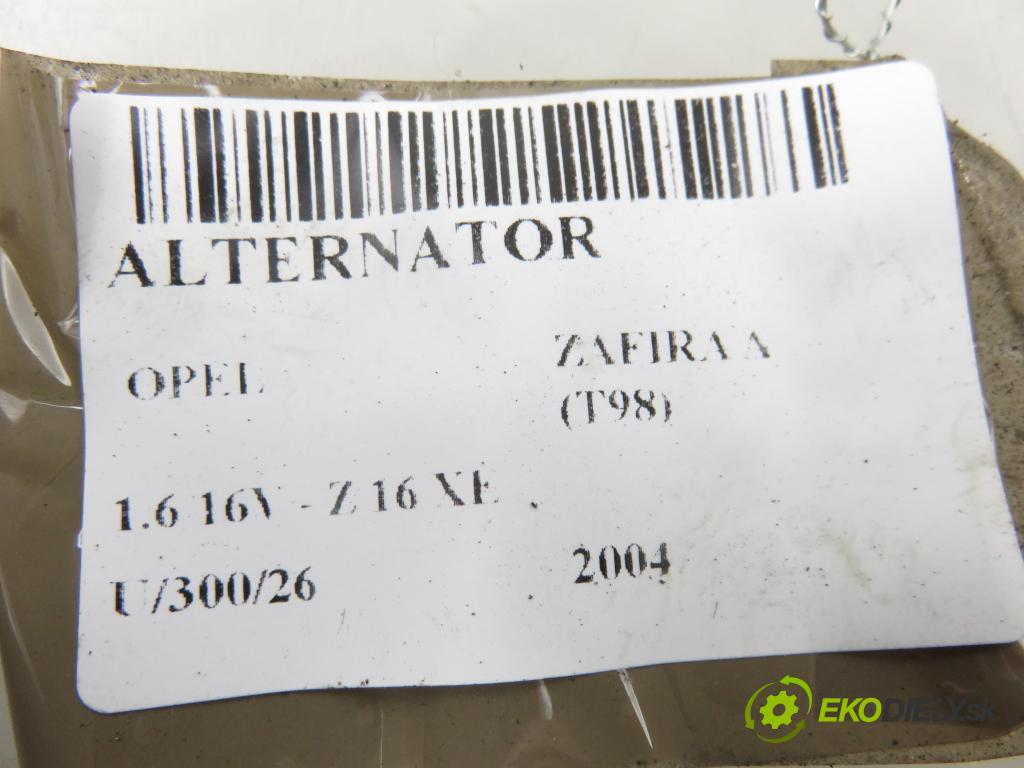 OPEL ZAFIRA A Nadwozie Wielkopojemne (MPV) (T98)  MINIVAN 2004 74,00 1.6 16V - Z 16 XE 1598,00 Alternátor 55556070 ; 55556070ZP ; 0124425022 (Alternátor)
