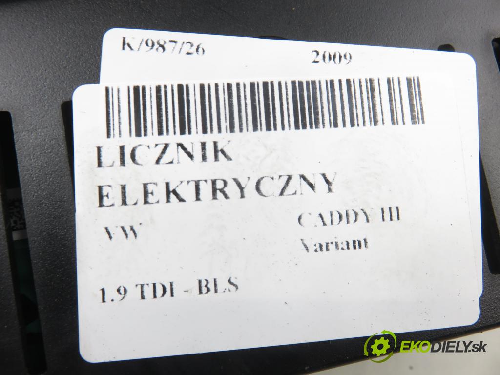 VW CADDY III Variant (2KB, 2KJ, 2CB, 2CJ) KOMBIVAN 2009 77,00 1.9 TDI PD 105 1896,00 prístrojovka elektrický 1T0920854C