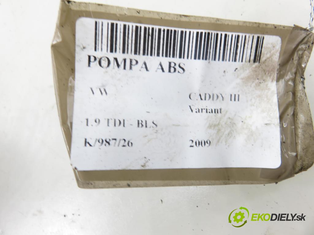 VW CADDY III Variant (2KB, 2KJ, 2CB, 2CJ) KOMBIVAN 2009 77,00 1.9 TDI PD 105 1896,00 pumpa ABS 1K0907379AF ; 10097003213 ; 1K0614117AC (Pumpa ABS)