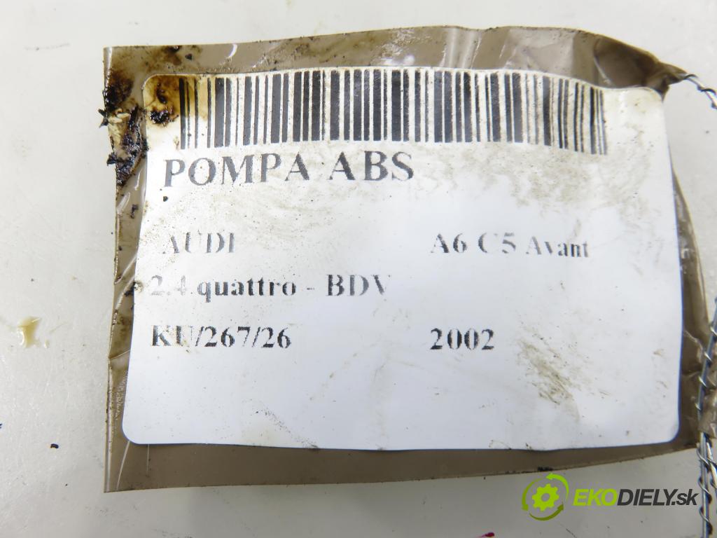 AUDI A6 Avant (4B5, C5) KOMBI 2002 125,00 2.4 quattro - BDV 2393,00 pumpa ABS 0265950054 ; 0265225121 ; 4B0614517H (Pumpa ABS)
