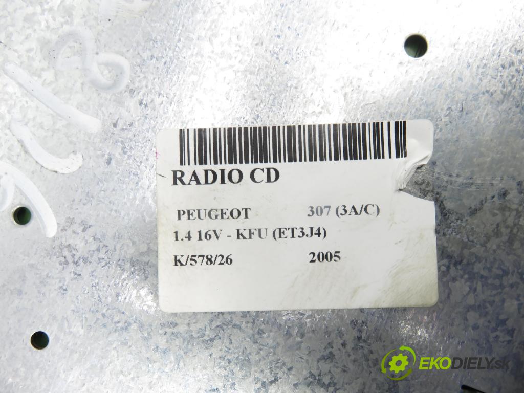 PEUGEOT 307 (3A/C) HB 2005 65,00 1.4 16V - KFU (ET3J4) 1360,00 RADIO CD 9659139977