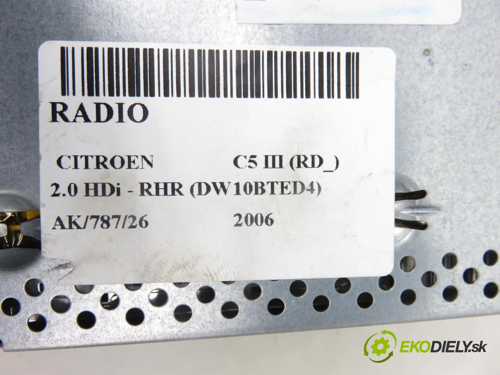 CITROEN C5 III (RD_) SEDAN 2006 100,00 2.0 HDi - RHR (DW10BTED4) 1997,00 RADIO CD 96647951CL