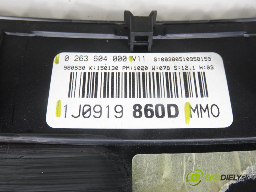 VW GOLF IV (1J1) HB 2000 74,00 1.6 - AKL 1595,00 prístrojovka elektrický 1J0919860D ; 0263604000
