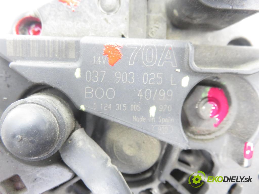 SEAT CORDOBA (6K2) SEDAN 2001 66,00 1.9 TDI - ALH 1896,00 Alternátor 037903025L ; 0124315005 (Alternátor)