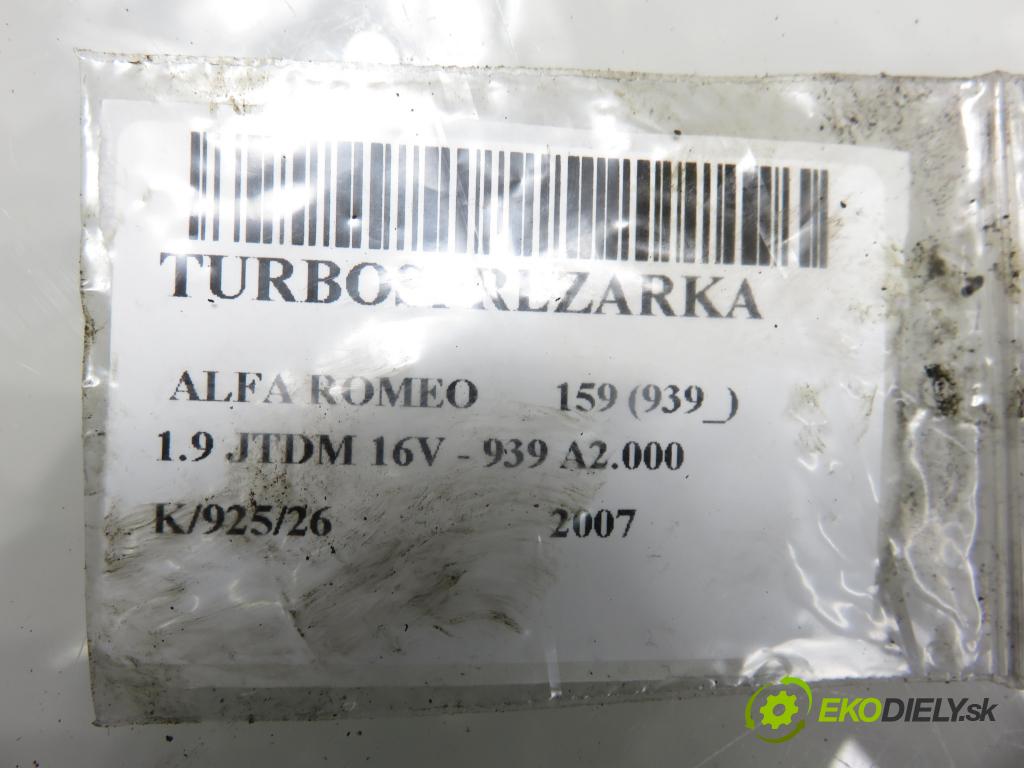 ALFA ROMEO 159 (939_) SEDAN 2007 110,00 1.9 JTDM 16V - 939 A2.000 1910,00 RYCHLONABÍJEČKA: 55211084 (Kompletní turbodmychadlo)