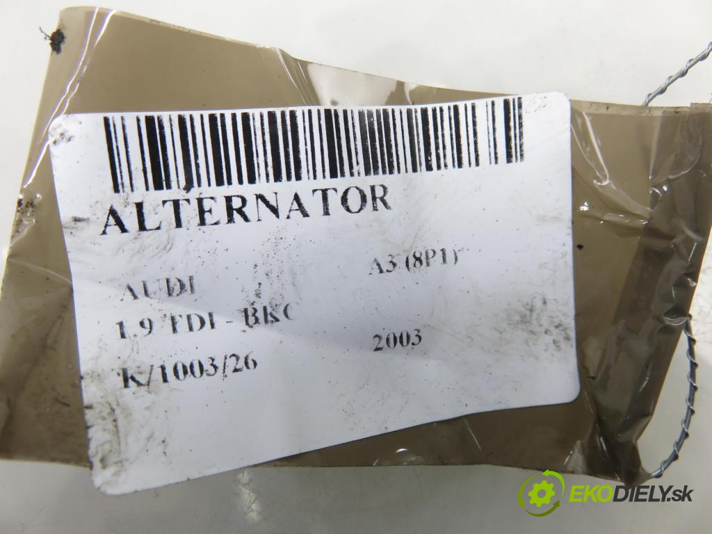 AUDI A3 (8P1) HB 2003 77,00 1.9 TDI - BKC 1896,00 Alternátor 0124525066 ; 06F903023F (Alternátor)