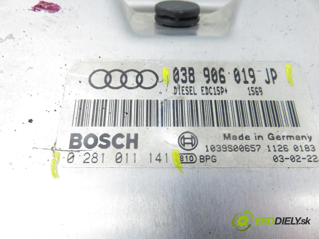 AUDI A4 (8E2, B6) SEDAN 2003 74,00 1.9 TDI PD 101 - AVB 1896,00 řídící jednotka motora 038906019JP ; 0281011141