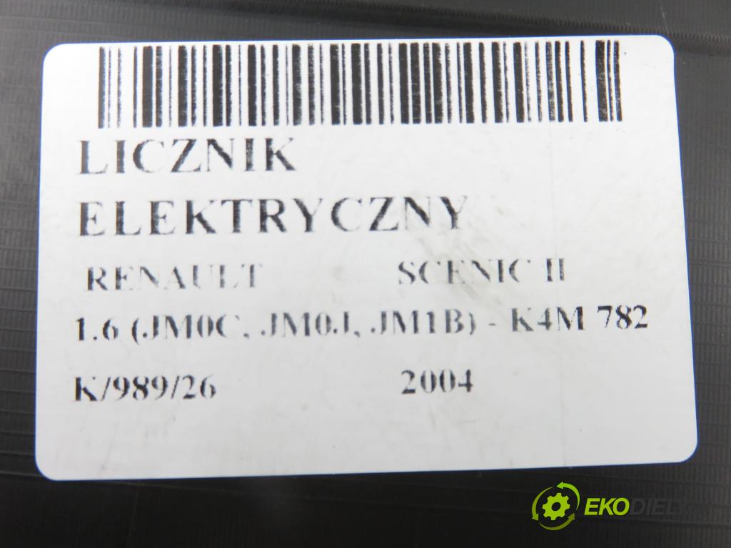 RENAULT SCENIC II (JM0/1_) MINIVAN 2004 83,00 1.6 (JM0C, JM0J, JM1B) - K4M 782 1598,00 Prístrojovka elektrický P8200365607D