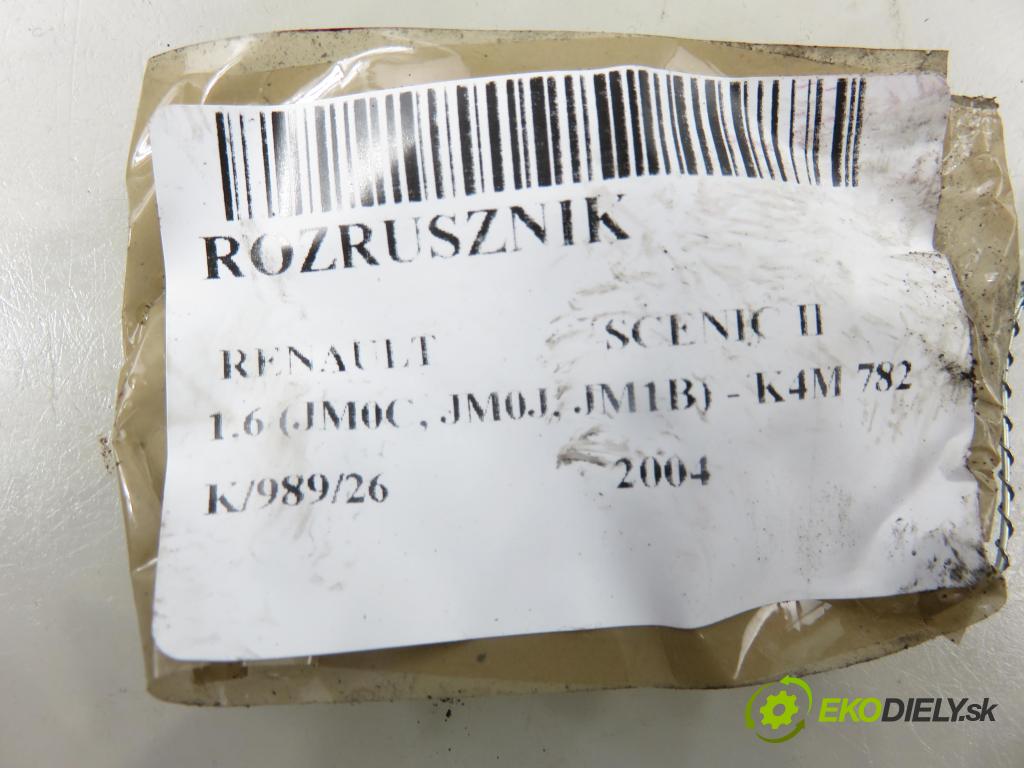 RENAULT SCENIC II (JM0/1_) MINIVAN 2004 83,00 1.6 (JM0C, JM0J, JM1B) - K4M 782 1598,00 startér 8200266777A ; D7E47 (Startér)
