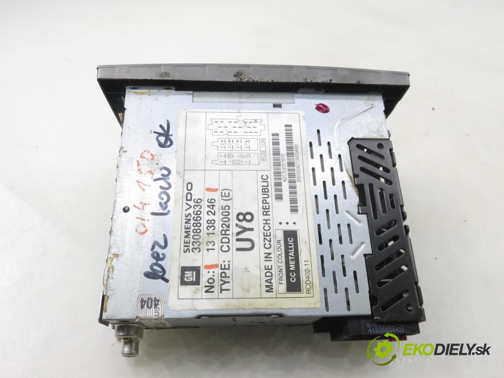 OPEL MERIVA A nadwozie wielkoprzestrzenne (MPV) (X03) HB 2004 74,00 1.7 CDTI - Z 17 DTH 1686,00 RADIO CD 13138246