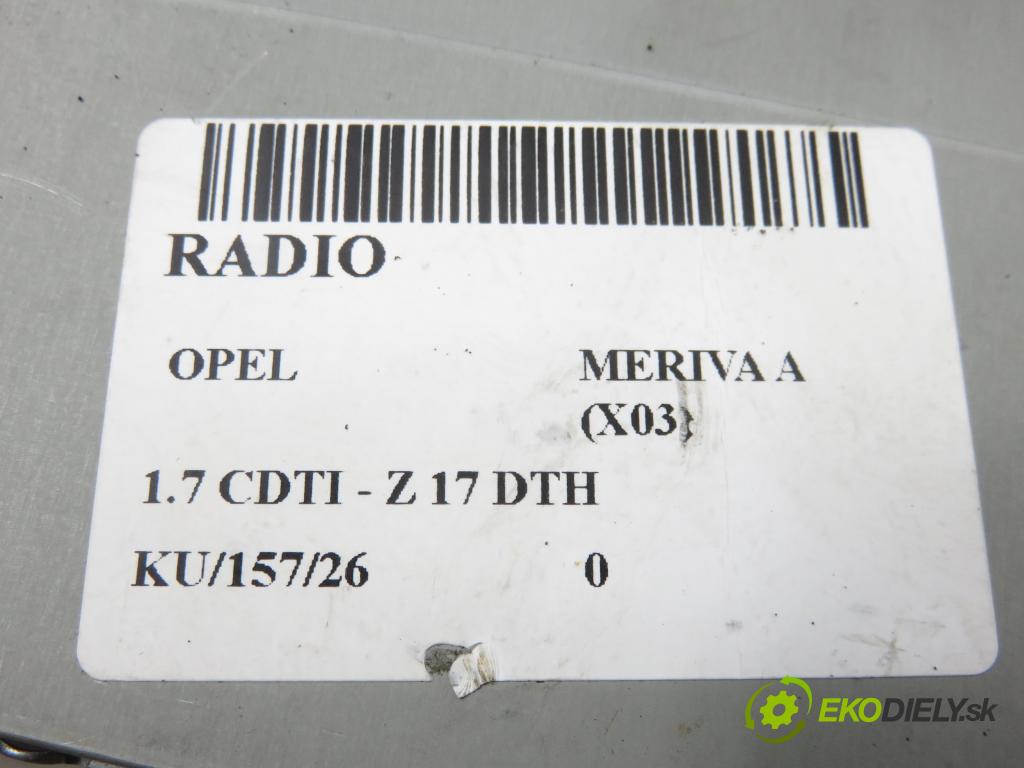 OPEL MERIVA A nadwozie wielkoprzestrzenne (MPV) (X03) HB 2004 74,00 1.7 CDTI - Z 17 DTH 1686,00 RADIO CD 13138246