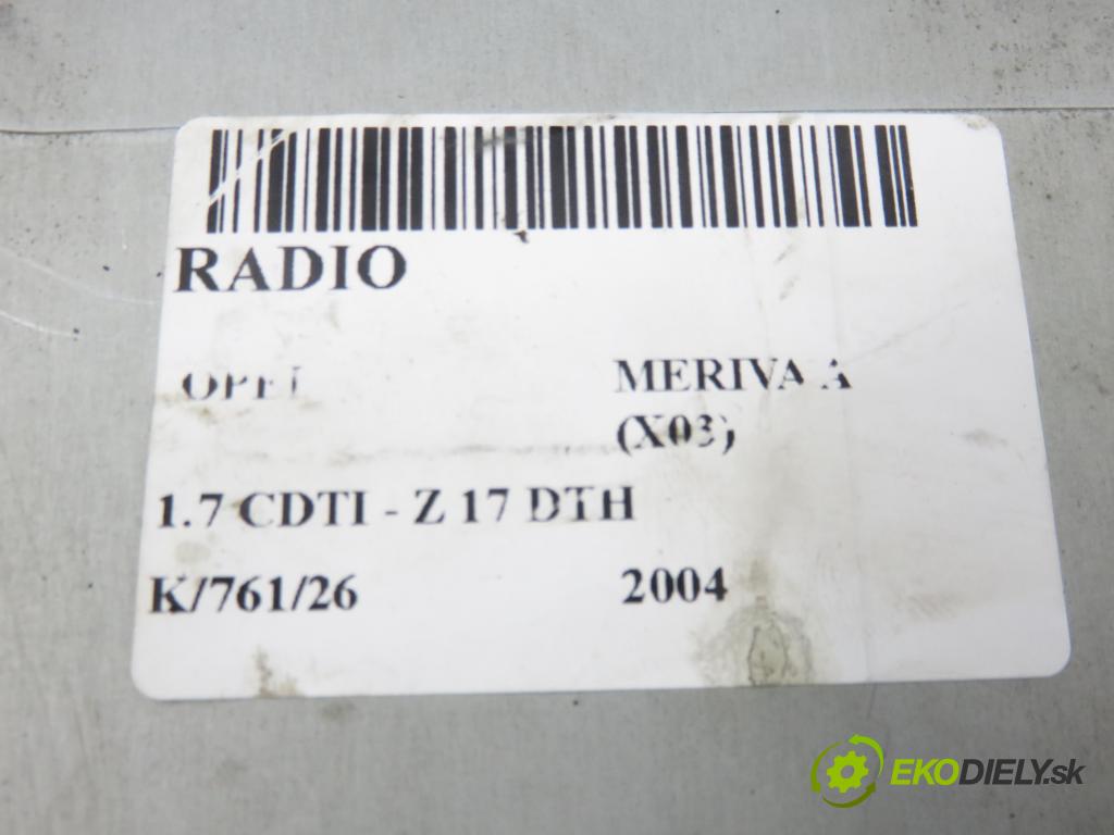 OPEL MERIVA A nadwozie wielkoprzestrzenne (MPV) (X03) HB 2004 74,00 1.7 CDTI - Z 17 DTH 1686,00 RADIO CD 13122932