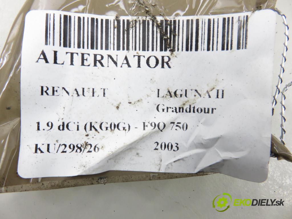 RENAULT LAGUNA II Grandtour (KG0/1_) KOMBI 2003 0,00 1.9 dCi (KG0E, KG0R) - F9Q 752 1870,00 Alternátor 8200162474 ; SG12B071 (Alternátor)