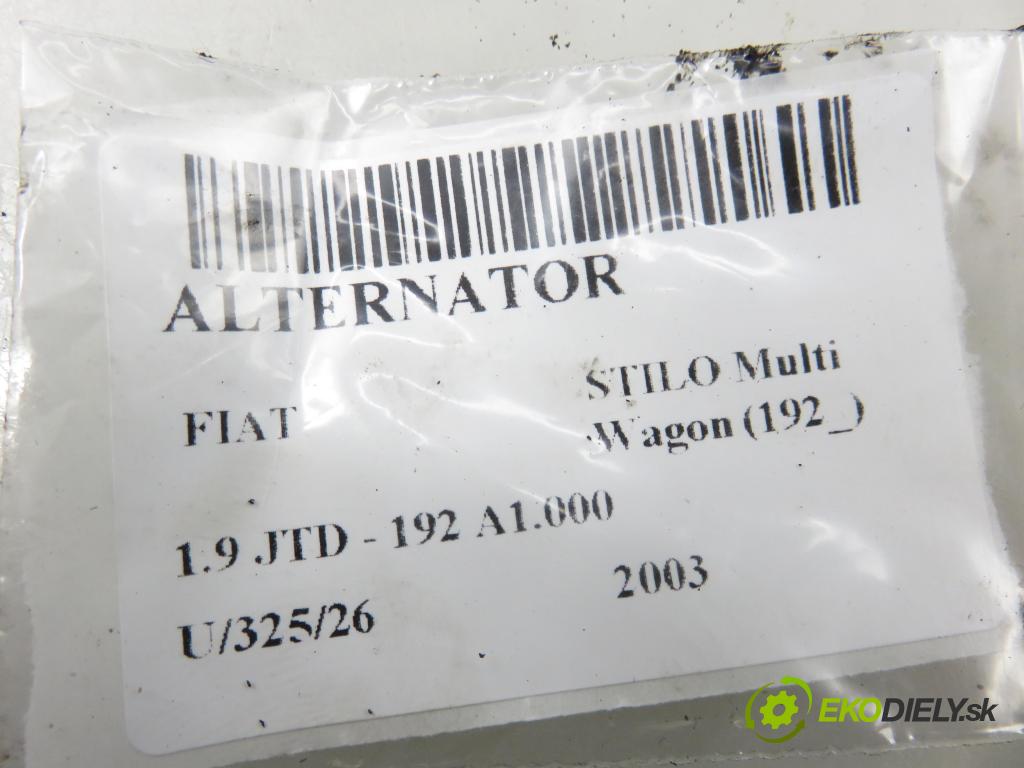 FIAT STILO Multi Wagon (192_) KOMBI 2003 85,00 1.9 JTD - 192 A1.000 1910,00 Alternátor 46782213 ; 63321826 (Alternátor)
