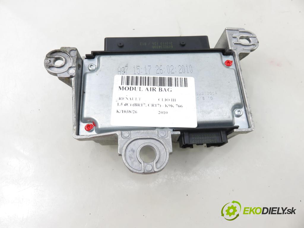RENAULT CLIO III (BR0/1, CR0/1) HB 2010 63,00 1.5 dCi (BR17, CR17) - K9K 766 1461,00 MODUL air BAG 610796000 ; 8201043701