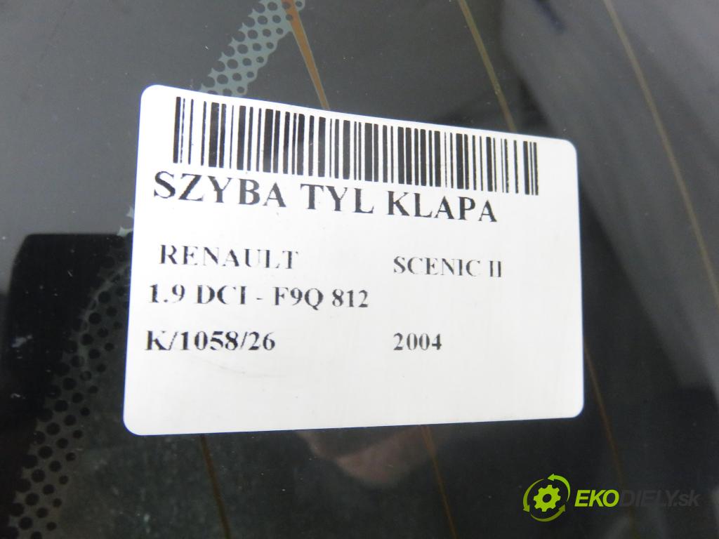 RENAULT SCENIC II (JM0/1_) MINIVAN 2004 88,00 1.9 DCI - F9Q 812 1870,00 Okno zadné kapota