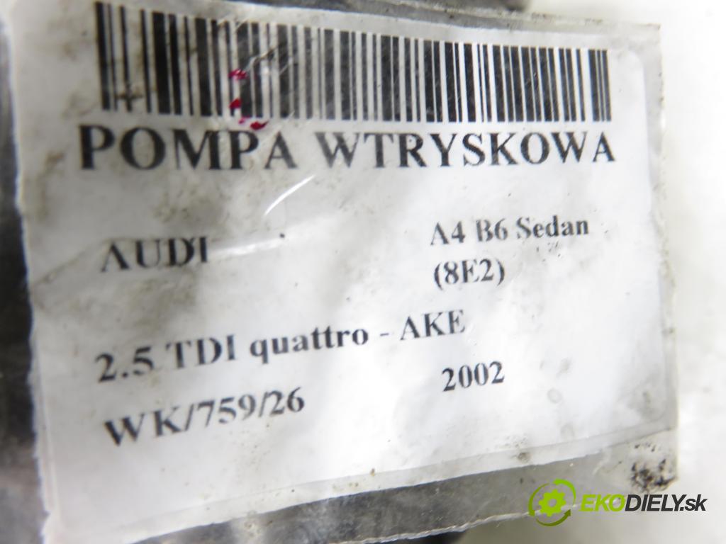 AUDI A4 (8E2, B6) SEDAN 2002 132,00 2.5 TDI quattro - AKE 2496,00 pumpa vstřikovací 059130106L ; 0470506033 ; 0281010889 (Vstřikovací čerpadlo)