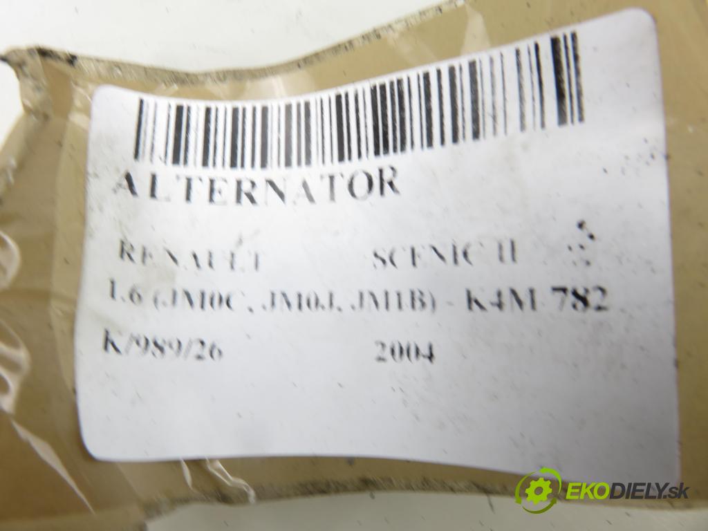 RENAULT SCENIC II (JM0/1_) MINIVAN 2004 83,00 1.6 (JM0C, JM0J, JM1B) - K4M 782 1598,00 Alternátor A3052 (Alternátor)