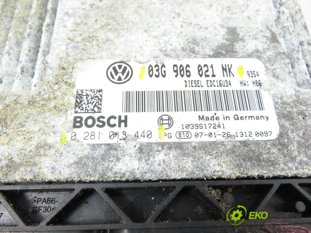 VW PASSAT B6 Variant (3C5) KOMBI 2007 103,00 2.0 TDI PD 8V 140 - BMP 1968,00 Riadiaca jednotka Motor 03G906021NK ; 0281013440