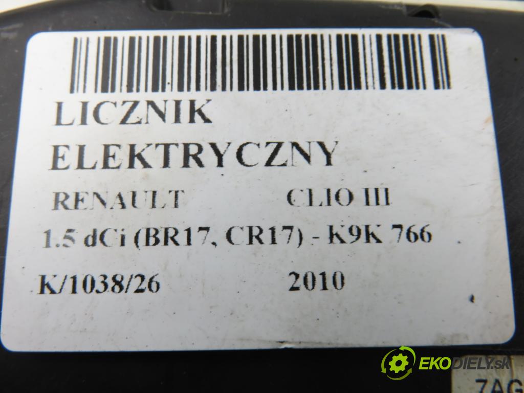 RENAULT CLIO III (BR0/1, CR0/1) HB 2010 63,00 1.5 dCi 86 - K9K 766 1461,00 prístrojovka elektrický 8200821001D