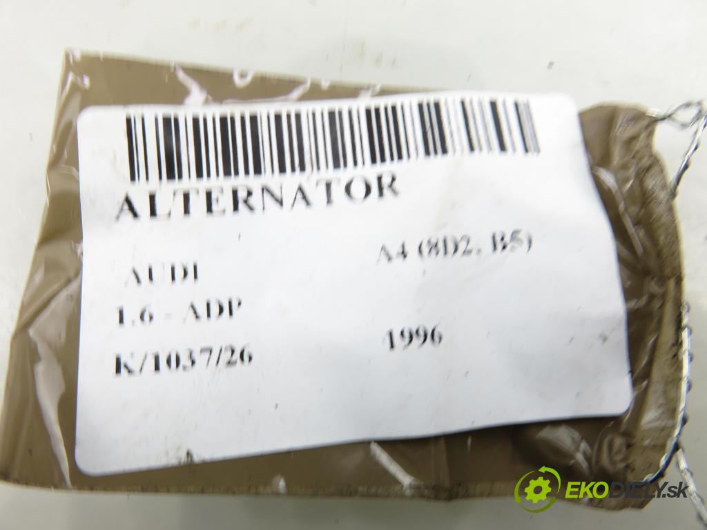 AUDI A4 (8D2, B5) SEDAN 1996 74,00 1.6 8V 100 - ADP 1595,00 Alternátor 058903016 ; 0123310022 (Alternátor)