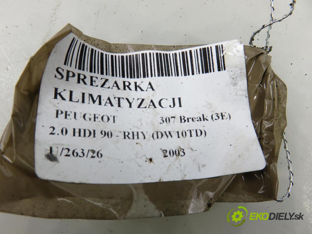 PEUGEOT 307 Break (3E) KOMBI 2003 66,00 2.0 HDI 90 - RHY (DW10TD) 1997,00 KOMPRESOR: klimatizácie  (Kompresor klimatizácie)