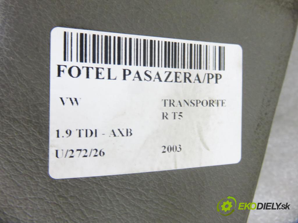 VW TRANSPORTER V Skrzynia (7HA, 7HH, 7EA, 7EH) FURGON 2003 77,00 1.9 TDI - AXB 1896,00 Sedadlo CESTUJÚCI/PP